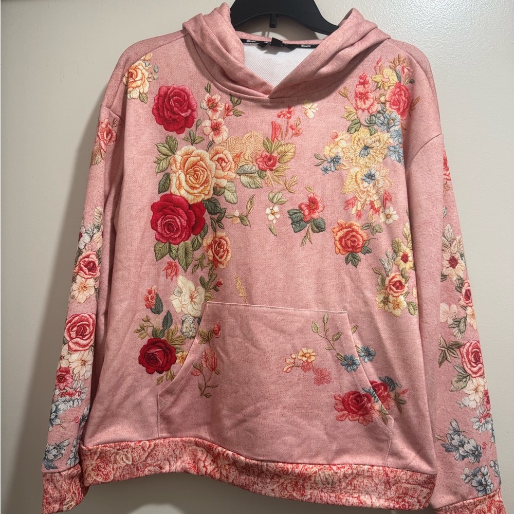 Floral Pink Hoodie - Women's Sweatshirt